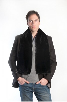 Black rex fur scarf - unisex